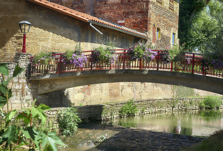 petit pont fleuri Chatillon sur Chalaronne